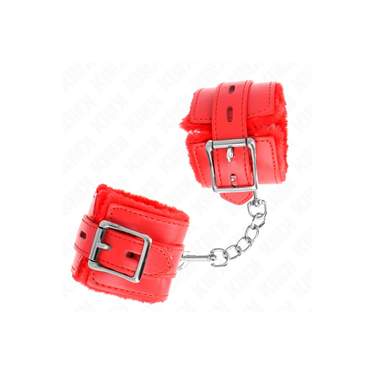 Handgelenkfesseln mit Quadratischen Löchern, Rot und Roter Gürtel, Verstellbar 17-29 cm X 6 cm von Kink Wrist Restraint kaufen | Fesselliebe