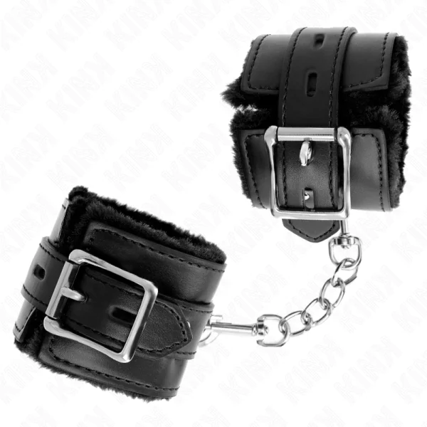 Handgelenkfesseln mit Quadratischen Löchern, Schwarz und Schwarz, Gürtel 17-29 cm X 6 cm von Kink Wrist Restraint kaufen | Fesselliebe