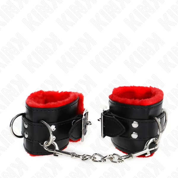 Handgelenkfesseln mit Quadratischen Löchern, Roter und Schwarzer Gürtel, 17-29 cm X 6 cm von Kink Wrist Restraint kaufen | Fesselliebe