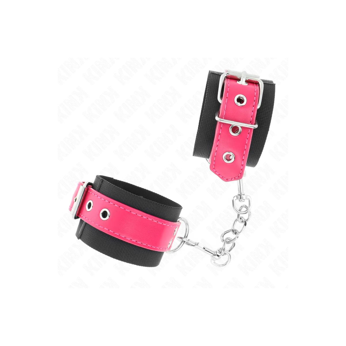 Nylon Handgelenkfesseln Schwarz mit Kunstledergürtel Himbeerrosa Verstellbar 19-29 cm X 5,1 cm von Kink Wrist Restraint kaufen | Fesselliebe