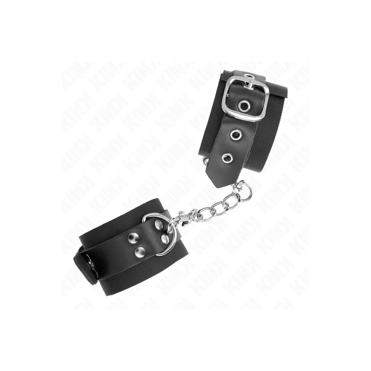 Nylon Handgelenkfesseln Schwarz mit Ledergurte Schwarz Verstellbar 19-29 cm X 5,1 cm von Kink Wrist Restraint kaufen | Fesselliebe