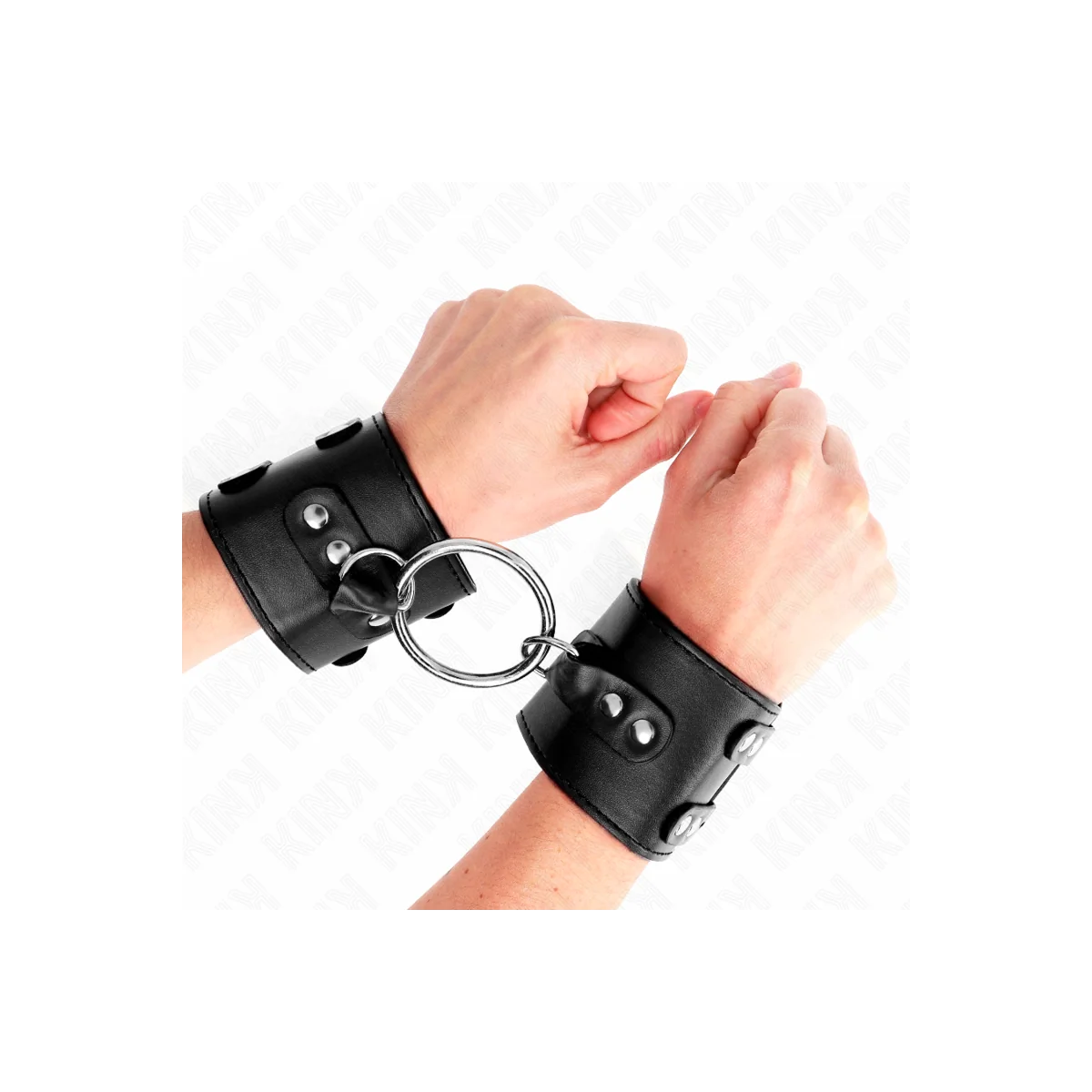 Handgelenkfesseln mit Ring und Nieten Verstellbar Schwarz 17-22 cm X 6,5 cm von Kink Wrist Restraint kaufen | Fesselliebe