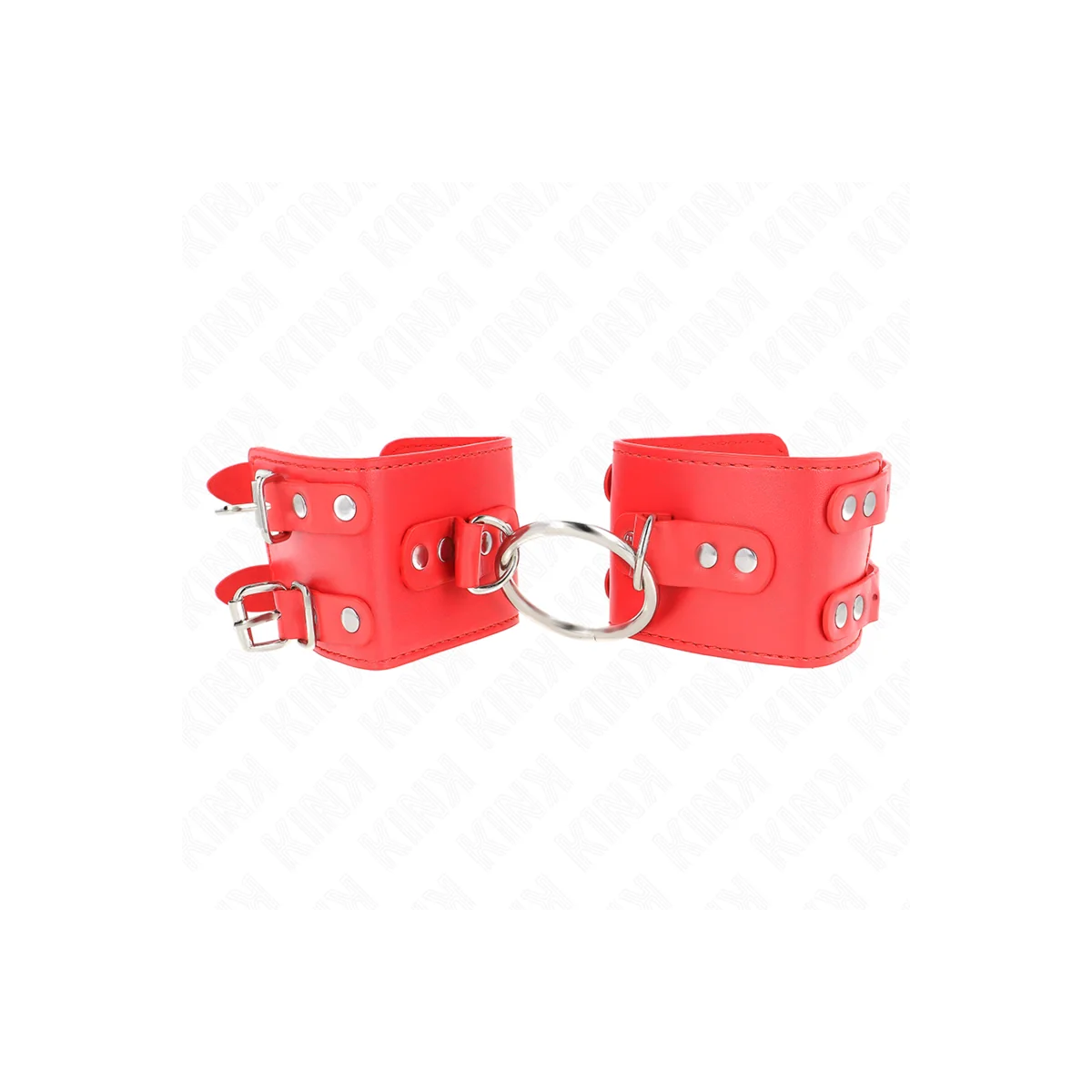 Handgelenkfesseln mit Ring und Nieten Verstellbar Rot 17-22 cm X 6,5 cm von Kink Wrist Restraint kaufen | Fesselliebe