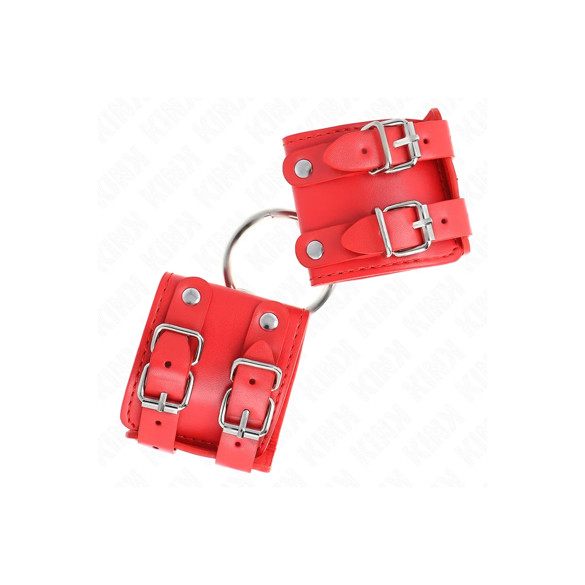 Handgelenkfesseln mit Ring und Nieten Verstellbar Rot 17-22 cm X 6,5 cm von Kink Wrist Restraint kaufen | Fesselliebe