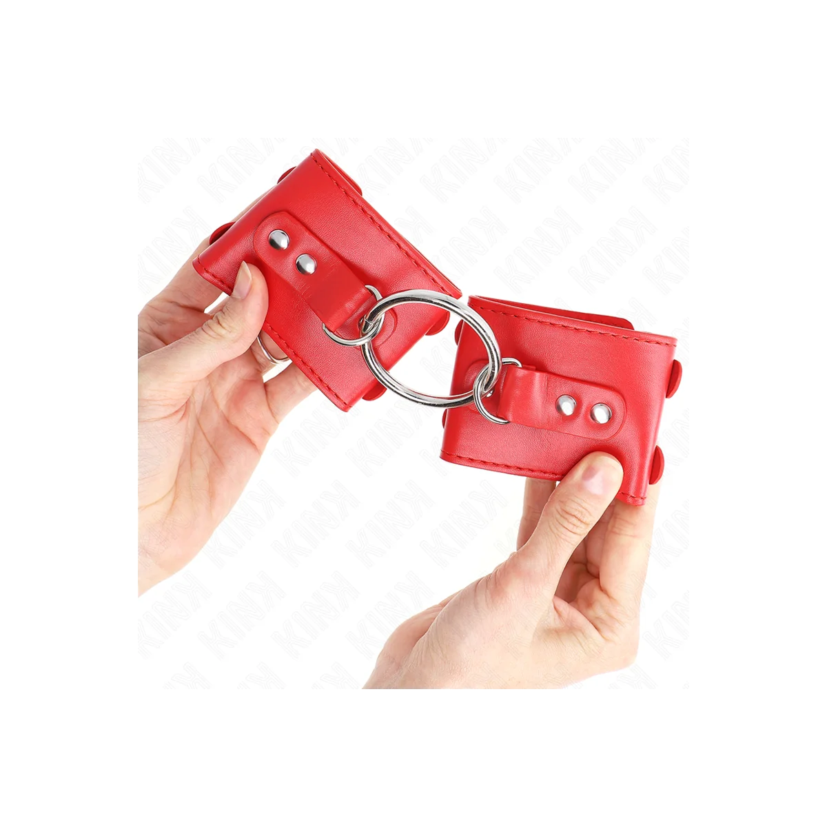Handgelenkfesseln mit Ring und Nieten Verstellbar Rot 17-22 cm X 6,5 cm von Kink Wrist Restraint kaufen | Fesselliebe
