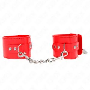 Handgelenkfesseln mit Vorhängeschloss Verschluss Rot Verstellbar 16-23 cm X 5,5 cm von Kink Wrist Restraint kaufen | Fesselliebe