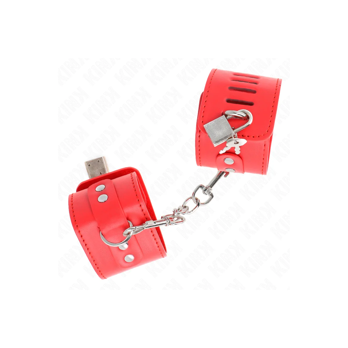Handgelenkfesseln mit Vorhängeschloss Verschluss Rot Verstellbar 16-23 cm X 5,5 cm von Kink Wrist Restraint kaufen | Fesselliebe