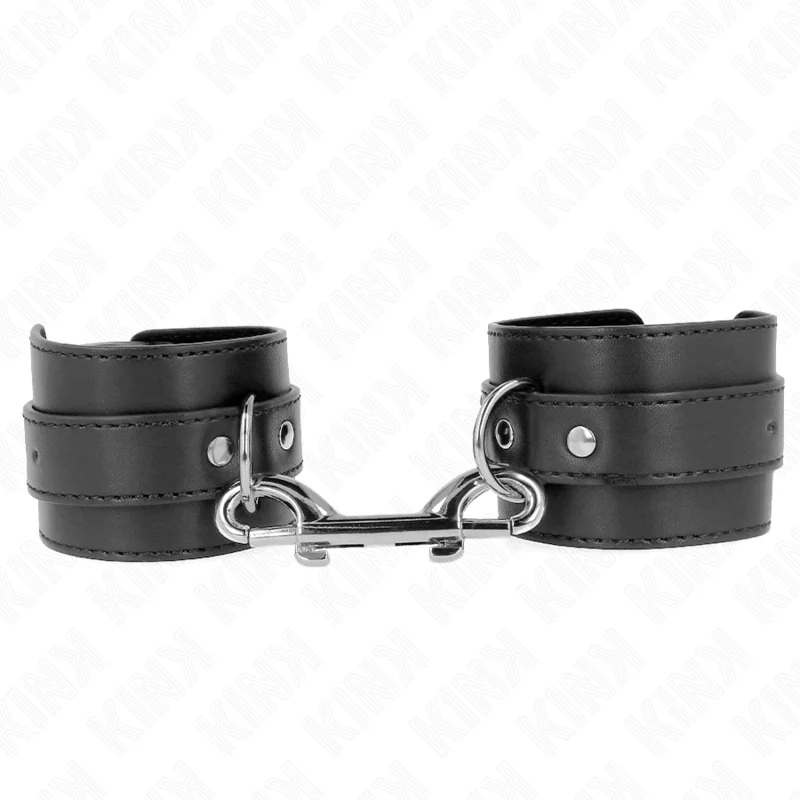 Handgelenkfesseln - Einzelne Nietenreihe und Grosse Schnalle Schwarz 17-28 cm X 5 cm von Kink Wrist Restraint kaufen | Fesselliebe