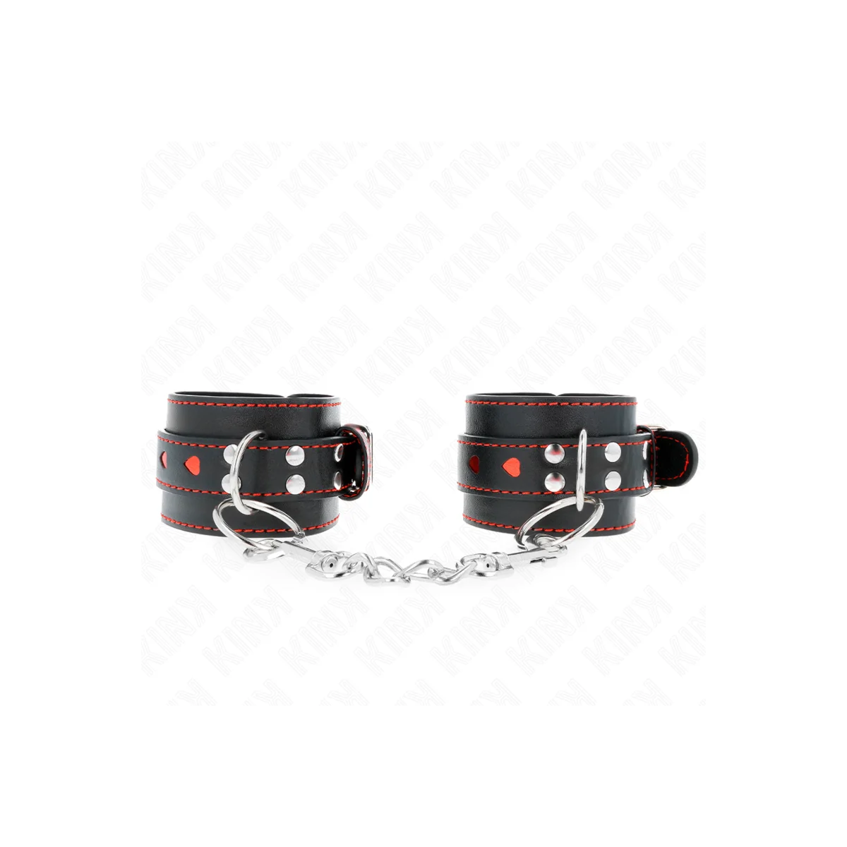Schwarze Handgelenkfesseln mit Roter Herzeinlage, Verstellbar 21-28 cm X 5,5 cm von Kink Wrist Restraint kaufen | Fesselliebe