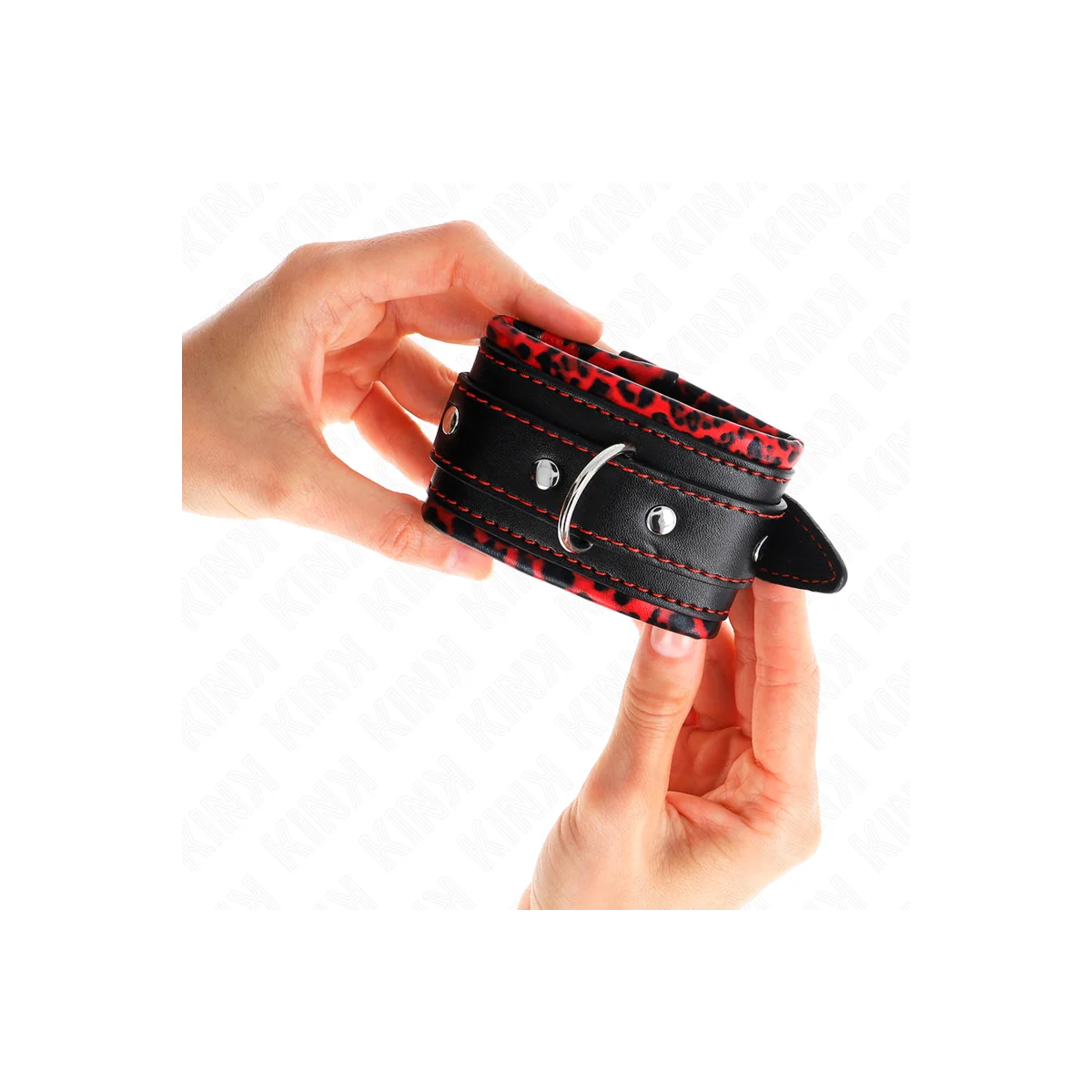 Pelzgefütterte Handgelenkfesseln Rot/Schwarz Verstellbar 17-29 cm X 6 cm von Kink Wrist Restraint kaufen | Fesselliebe