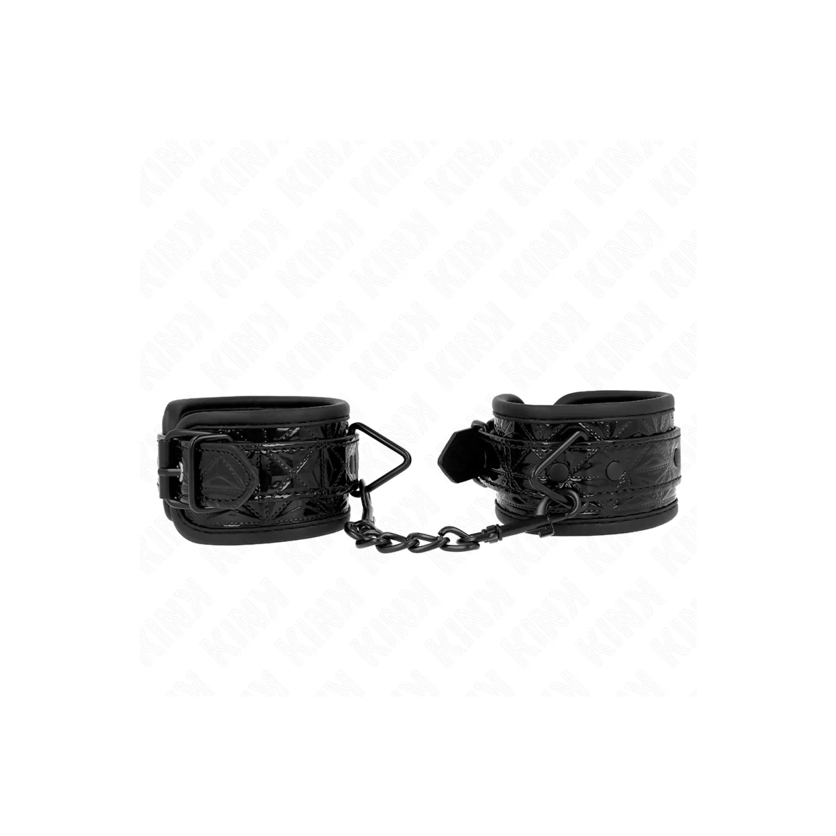 Handgelenkfesseln mit Rautenmuster, Schwarz, Verstellbar, 17-26 cm X 5,5 cm von Kink Wrist Restraint kaufen | Fesselliebe