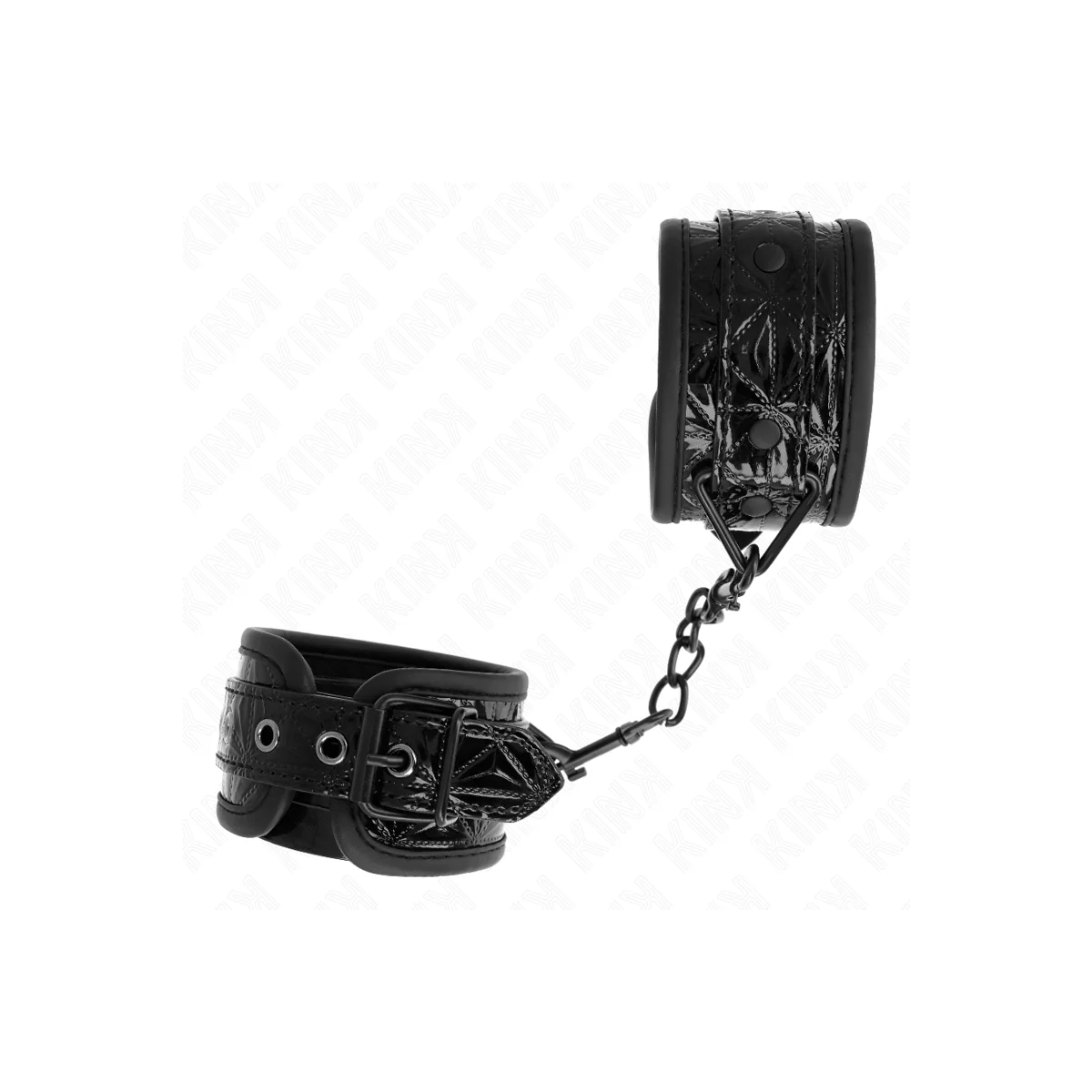 Handgelenkfesseln mit Rautenmuster, Schwarz, Verstellbar, 17-26 cm X 5,5 cm von Kink Wrist Restraint kaufen | Fesselliebe