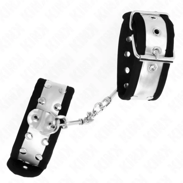 Dünne Handgelenksfesseln Schwarz/Silber 30 X 4 cm von Kink Wrist Restraint kaufen | Fesselliebe