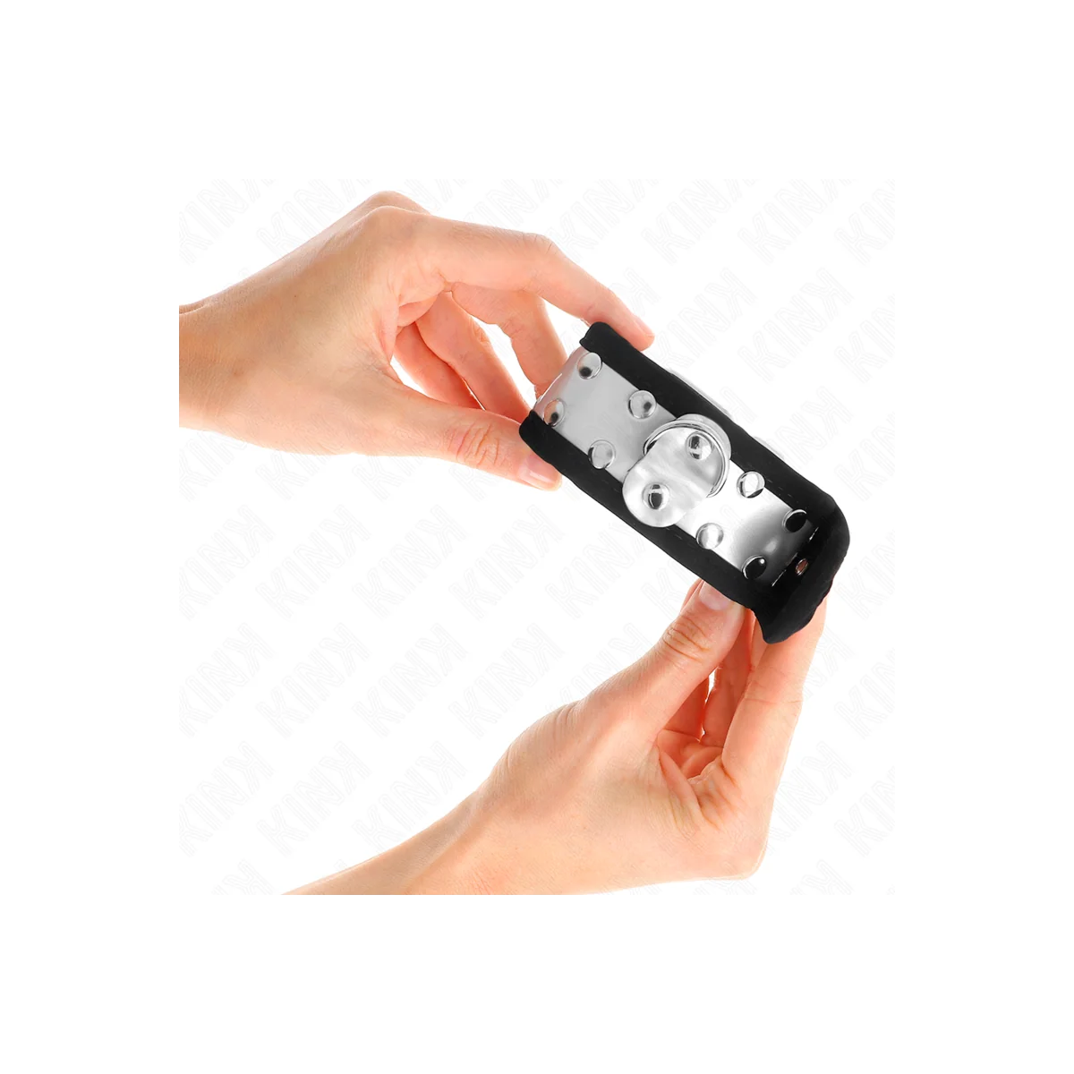 Dünne Handgelenksfesseln Schwarz/Silber 30 X 4 cm von Kink Wrist Restraint kaufen | Fesselliebe