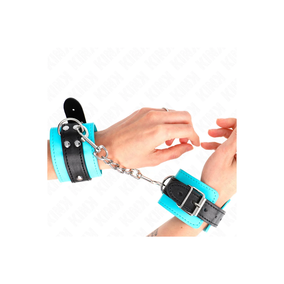 Haken-Handfesseln Blau Pelzgefüttert Verstellbar 20-28 cm X 5,5 cm von Kink Wrist Restraint kaufen | Fesselliebe