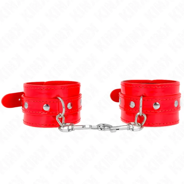 Glänzende Handmanschetten Rot Verstellbar 23-33 cm von Kink Wrist Restraint kaufen | Fesselliebe
