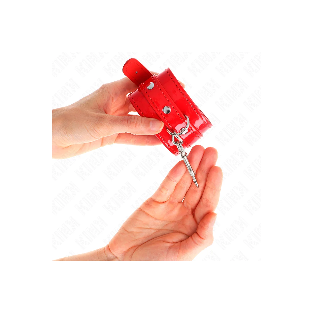 Glänzende Handmanschetten Rot Verstellbar 23-33 cm von Kink Wrist Restraint kaufen | Fesselliebe