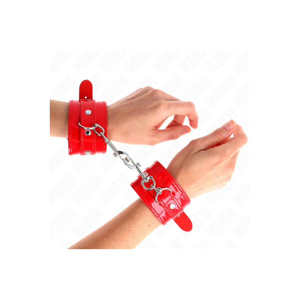 Glänzende Handmanschetten Rot Verstellbar 23-33 cm von Kink Wrist Restraint kaufen | Fesselliebe