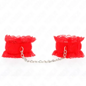 Elastische Handgelenksfesseln aus Spitze Rot von Kink Wrist Restraint kaufen | Fesselliebe