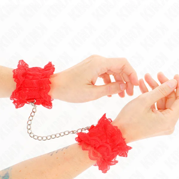 Elastische Handgelenksfesseln aus Spitze Rot von Kink Wrist Restraint kaufen | Fesselliebe