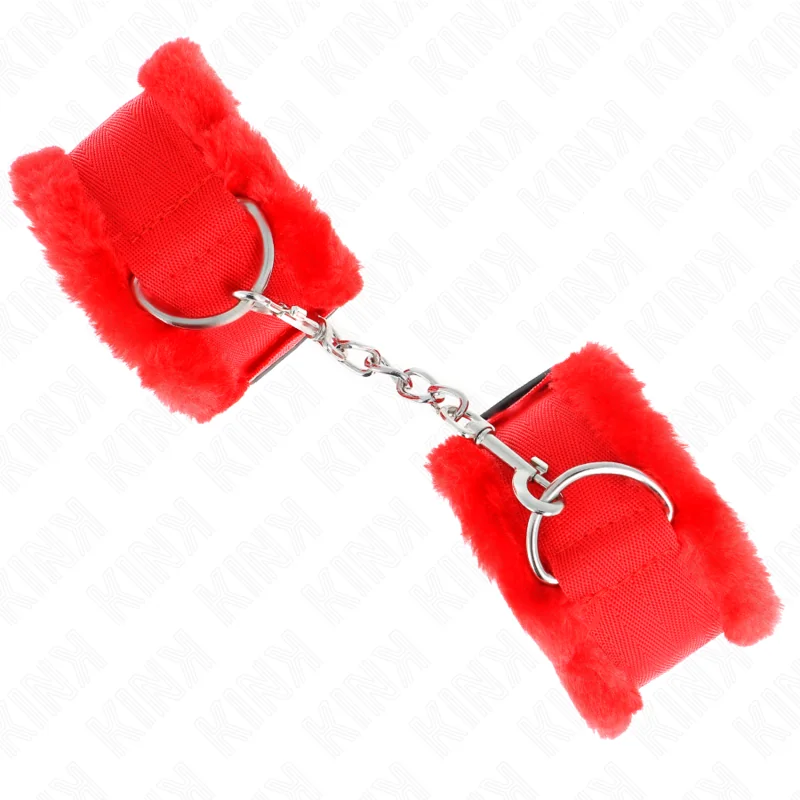 Pelzgefütterte Handgelenkfesseln Rot Verstellbar 17-31 cm X 7 cm von Kink Wrist Restraint kaufen | Fesselliebe 2