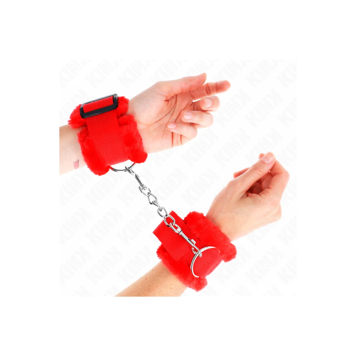 Pelzgefütterte Handgelenkfesseln Rot Verstellbar 17-31 cm X 7 cm von Kink Wrist Restraint kaufen | Fesselliebe