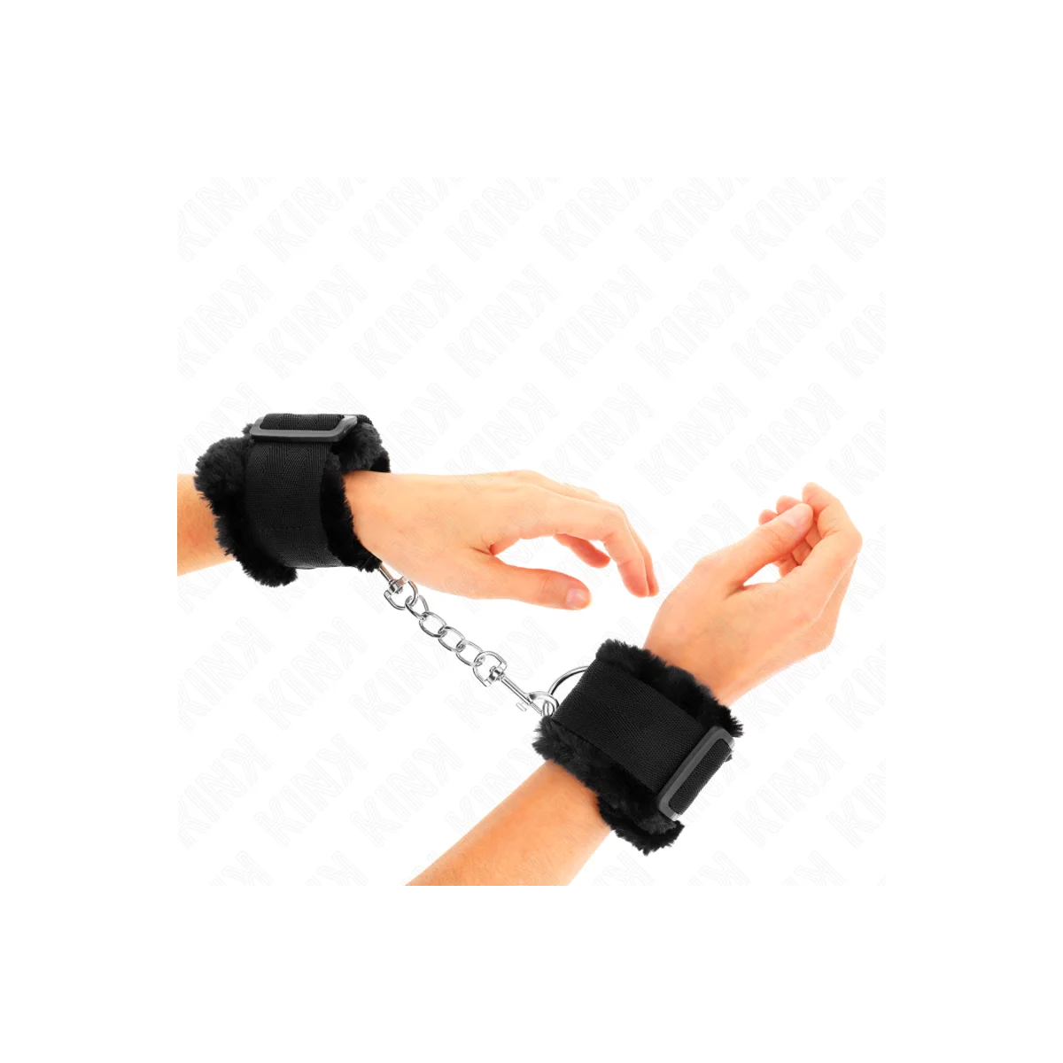 Pelzgefütterte Handgelenkfesseln Schwarz Verstellbar 17-31 cm X 7 cm von Kink Wrist Restraint kaufen | Fesselliebe