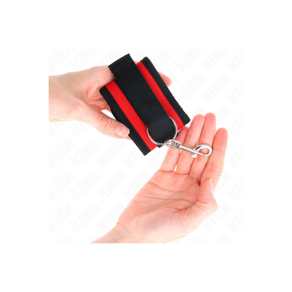 Nylon Bind-Handhandfesseln mit Klettverschluss Rot-Schwarz Modell 2 Verstellbar 18-35 cm X 6 cm von Kink Wrist Restraint kaufen | Fesselliebe