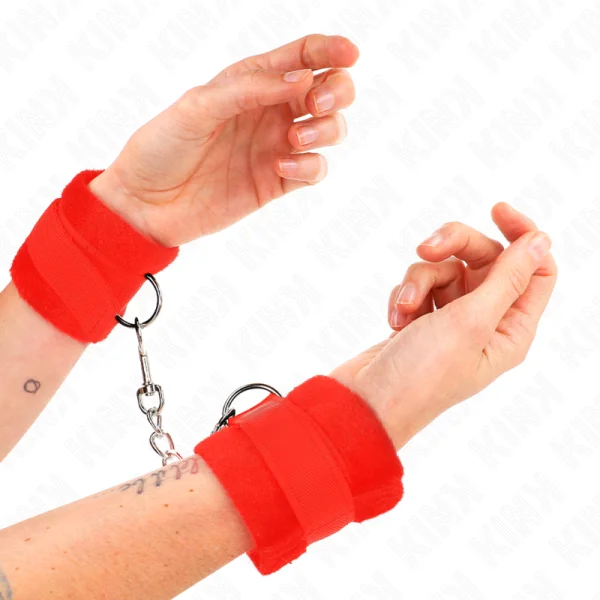 Beginner Pelzhandmanschetten Rot 30 X 7 cm von Kink Wrist Restraint kaufen | Fesselliebe
