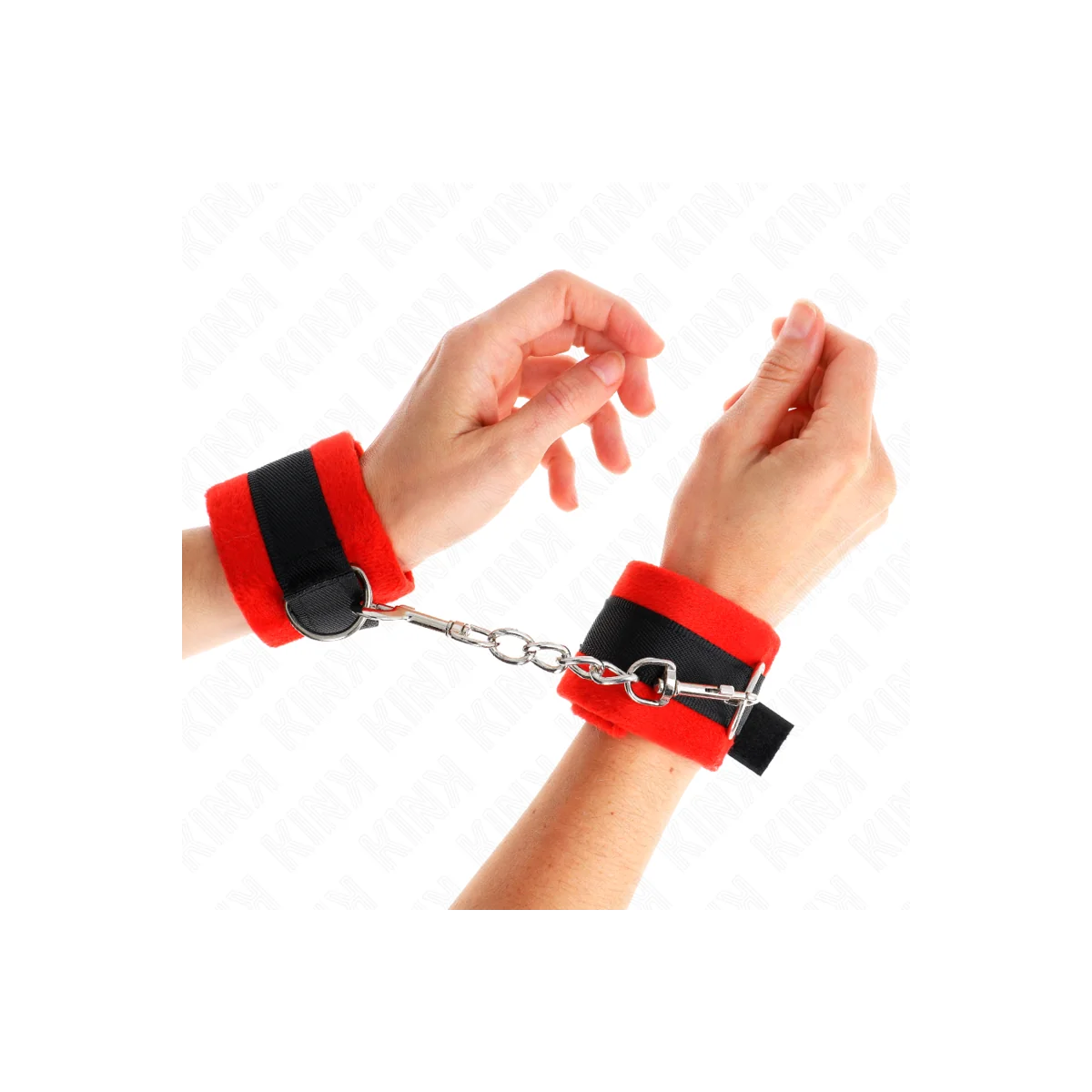 Beginner Pelzhandmanschetten Schwarz-Rot 30 X 7 cm von Kink Wrist Restraint kaufen | Fesselliebe