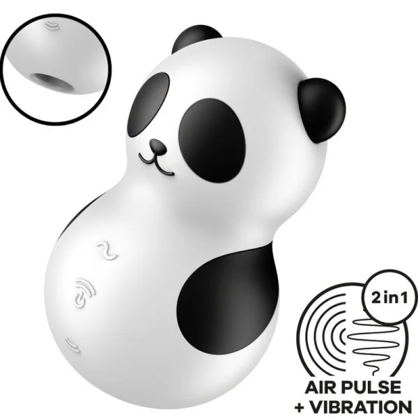 Pocket Panda Stimulator & Vibrator Schwarz Weiss von Satisfyer Air Pulse kaufen | Fesselliebe
