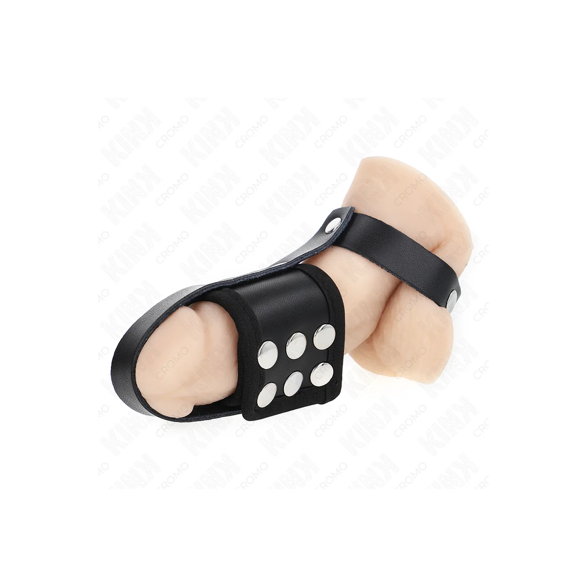 PENISKÄFIGRING AUS LEDER MIT VERSTELLBAREM BESCHICHTETEM HOCKENTRENNERGURT VON KINK RING POWER