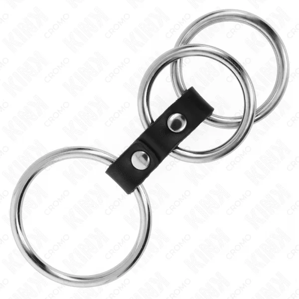 Dreifach Metall Penisring 3,7 cm Bis 5 cm mit Leder Verbunden von Kink Ring Power kaufen | Fesselliebe