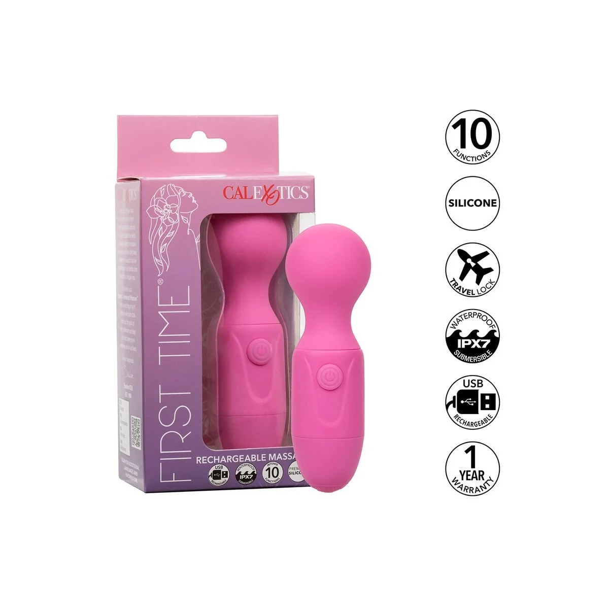First Time wiederaufladbarer Massager 10 Vibrationen Rosa von Calexotics kaufen | Fesselliebe