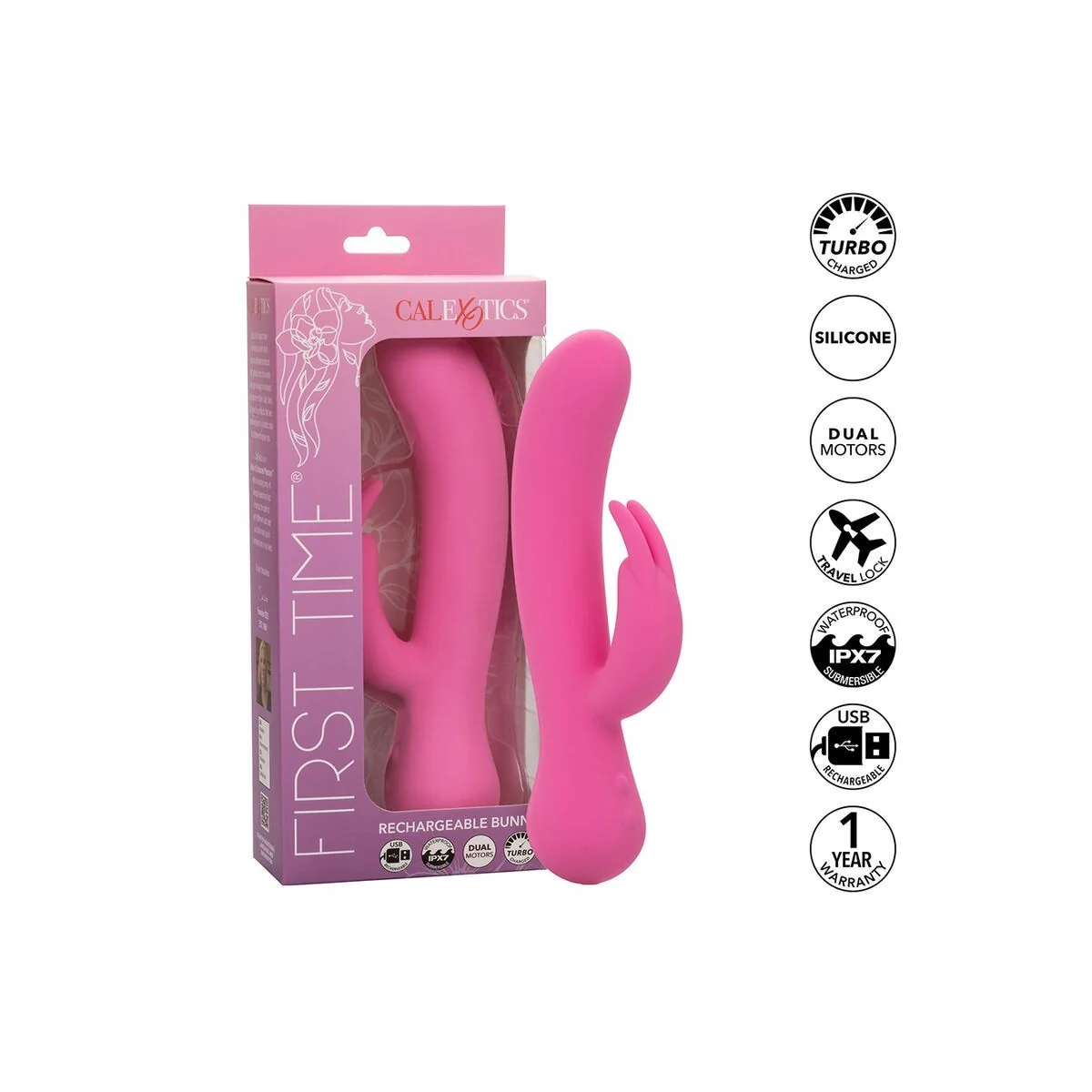 First Time Vibrator Rabbit wiederaufladbar Rosa von Calexotics kaufen | Fesselliebe