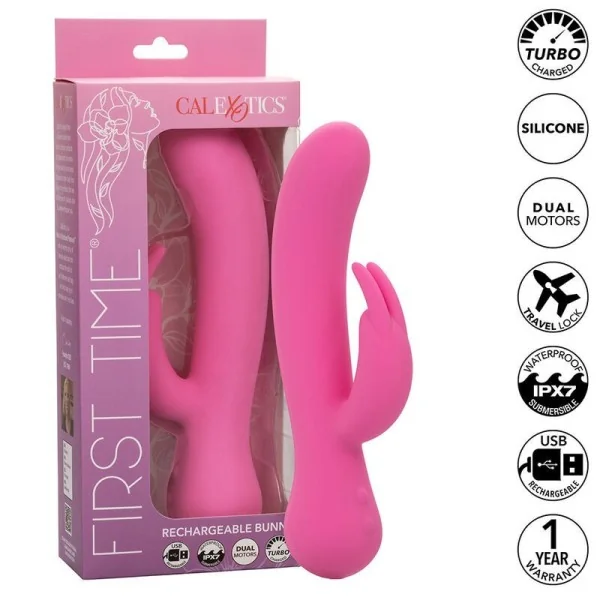 First Time Vibrator Rabbit wiederaufladbar Rosa von Calexotics kaufen | Fesselliebe