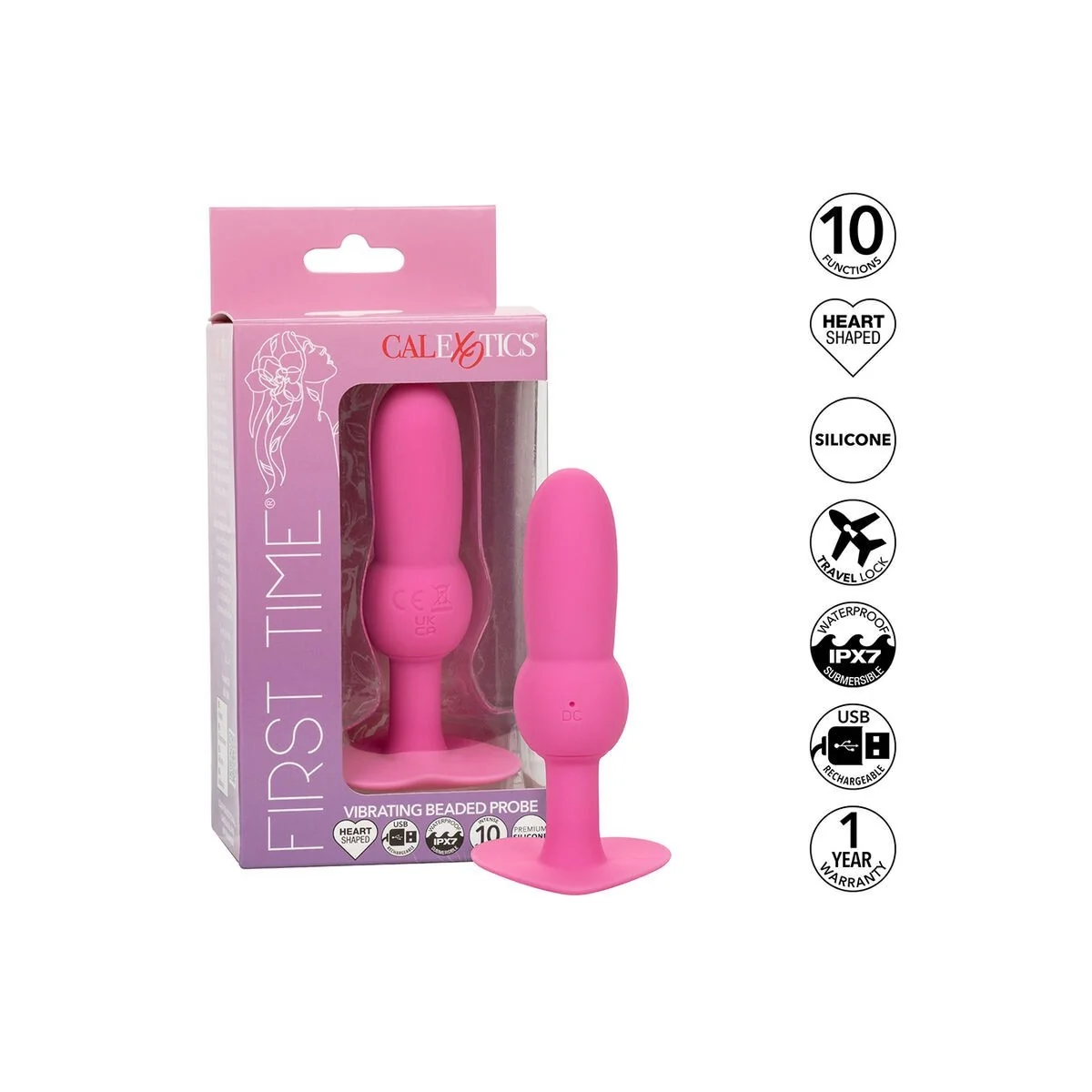 First Time Anal Plug mit Perlensonde 10 Vibrationen Rosa von Calexotics kaufen | Fesselliebe