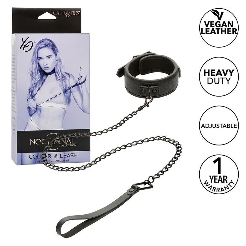Nocturnal Halsband & Leine Leder Verstellbar Schwarz von Calexotics kaufen | Fesselliebe