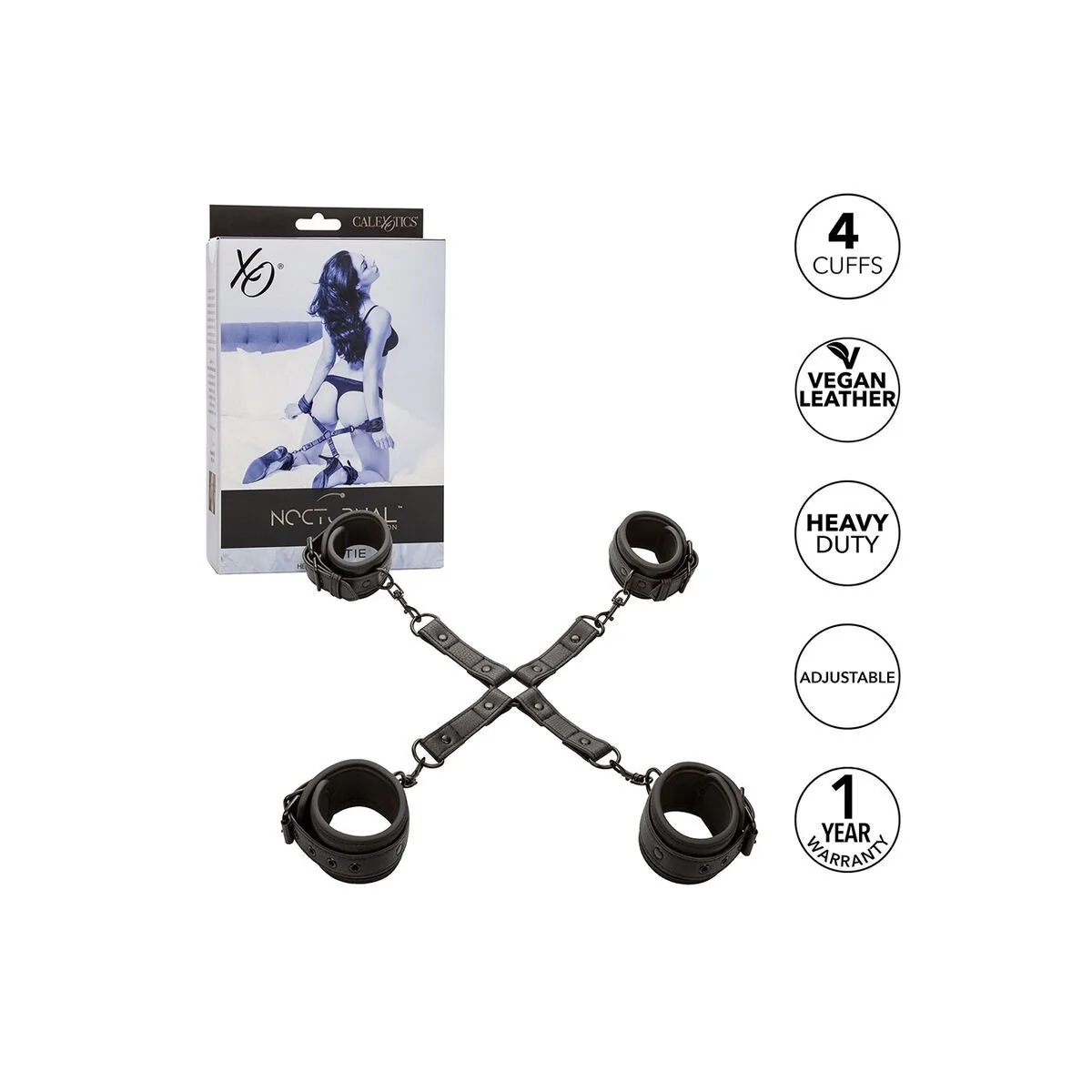 Nocturnal Hog Tie Connector Cuero Einstellbar Schwarz von Calexotics kaufen | Fesselliebe