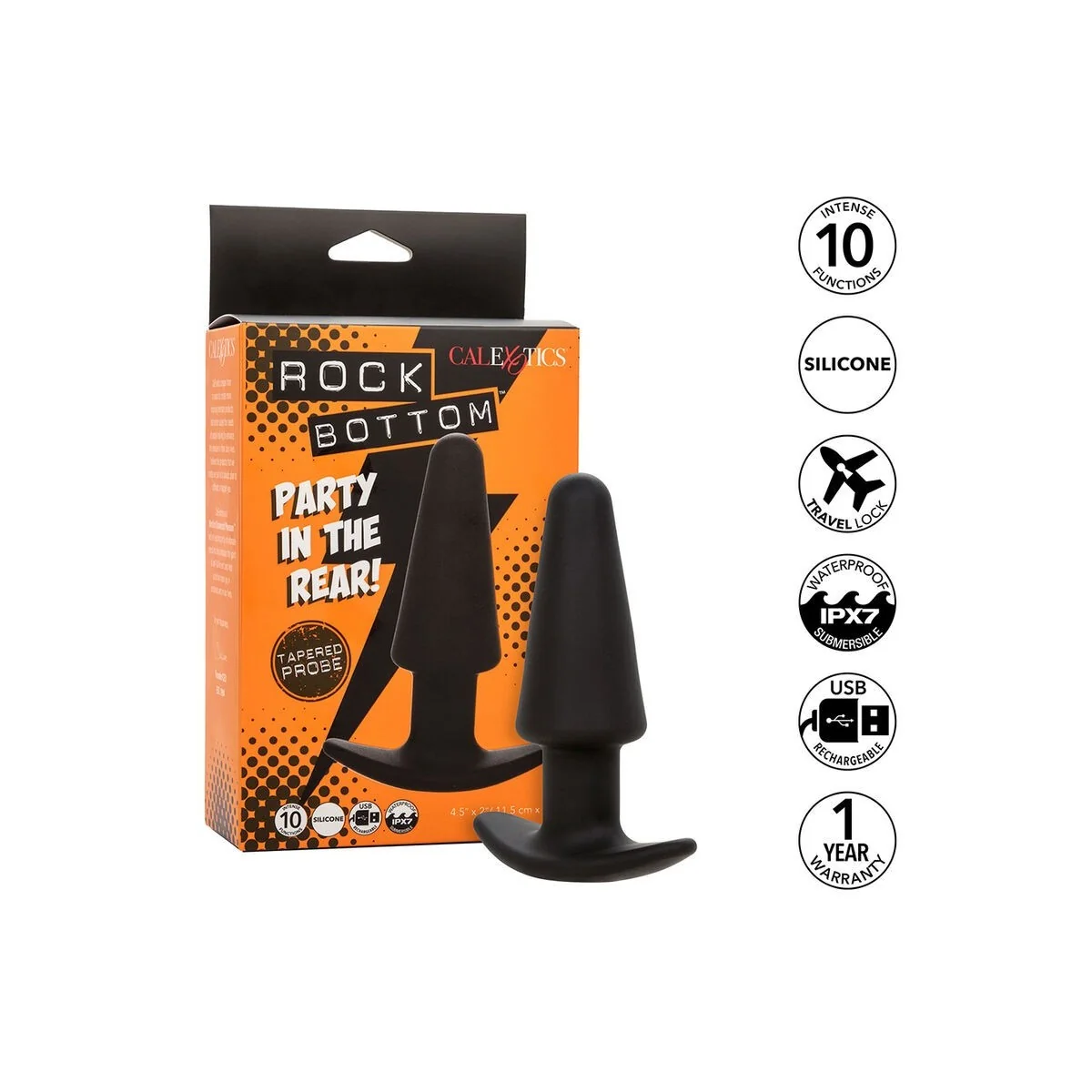 Rock Bottom Tapered Anal Plug 10 Vibraciones Silikon Schwarz von Calexotics kaufen | Fesselliebe