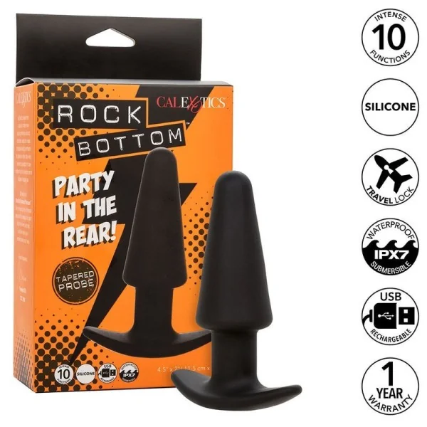 Rock Bottom Tapered Anal Plug 10 Vibraciones Silikon Schwarz von Calexotics kaufen | Fesselliebe