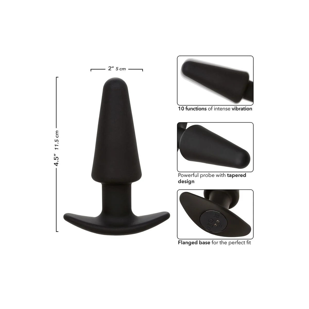 Rock Bottom Tapered Anal Plug 10 Vibraciones Silikon Schwarz von Calexotics kaufen | Fesselliebe