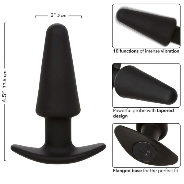 Rock Bottom Tapered Anal Plug 10 Vibraciones Silikon Schwarz von Calexotics kaufen | Fesselliebe