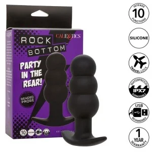 Rock Bottom Anal Plug mit Perlen 10 Vibrationen Silikon Schwarz von Calexotics kaufen | Fesselliebe