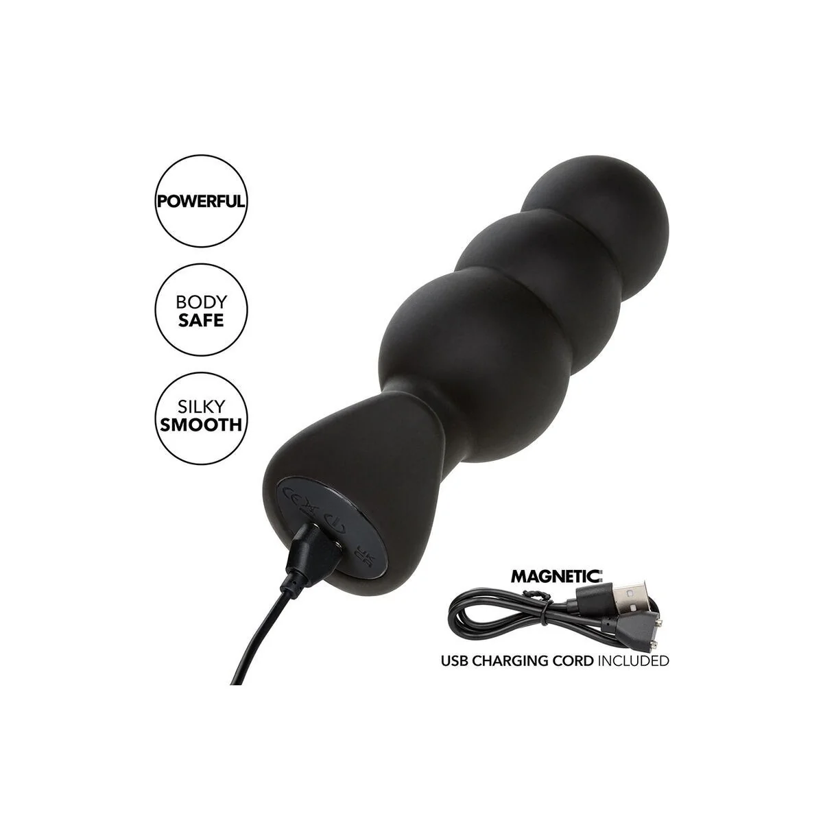 Rock Bottom Anal Plug mit Perlen 10 Vibrationen Silikon Schwarz von Calexotics kaufen | Fesselliebe