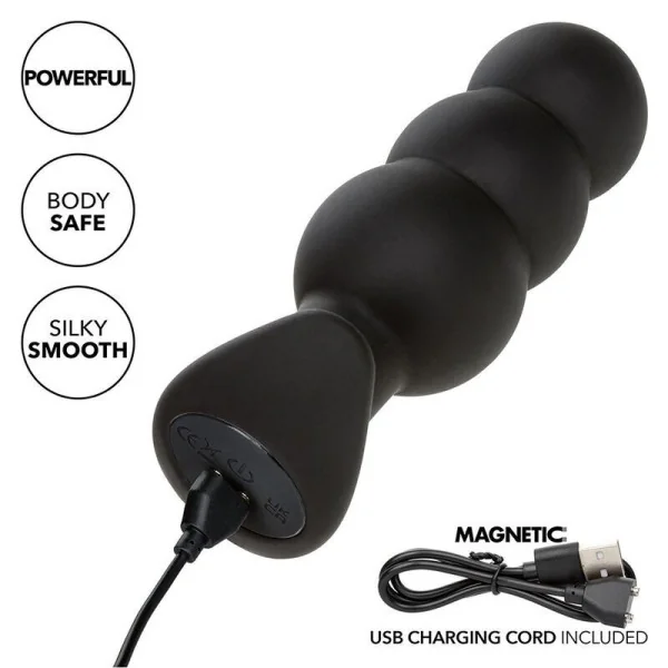 Rock Bottom Anal Plug mit Perlen 10 Vibrationen Silikon Schwarz von Calexotics kaufen | Fesselliebe