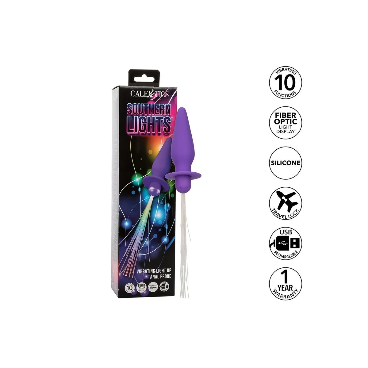 Southern Lights Light Up Leuchtende Analstecker 10 Vibrationen Silikon Lila von Calexotics kaufen | Fesselliebe