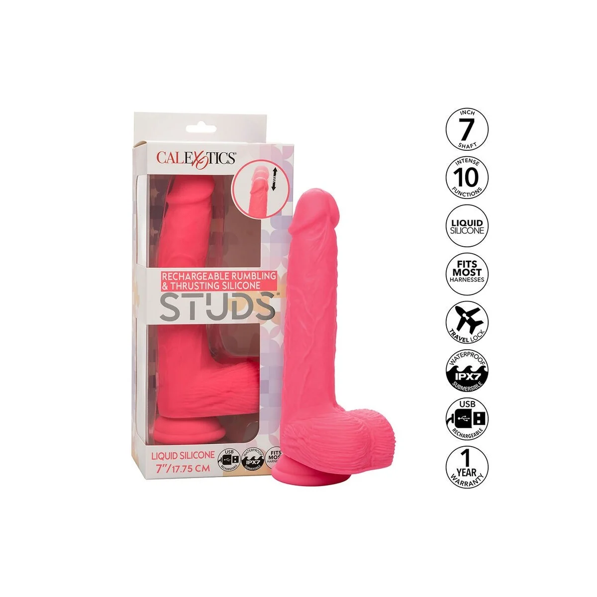 Studs realistischer Vibrator 10 Vibrationen Rosa von Calexotics kaufen | Fesselliebe