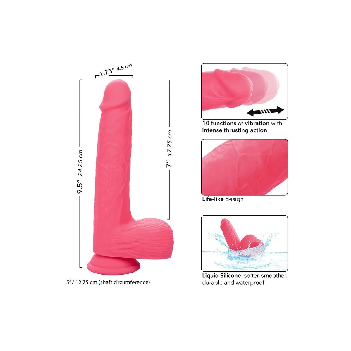 Studs realistischer Vibrator 10 Vibrationen Rosa von Calexotics kaufen | Fesselliebe