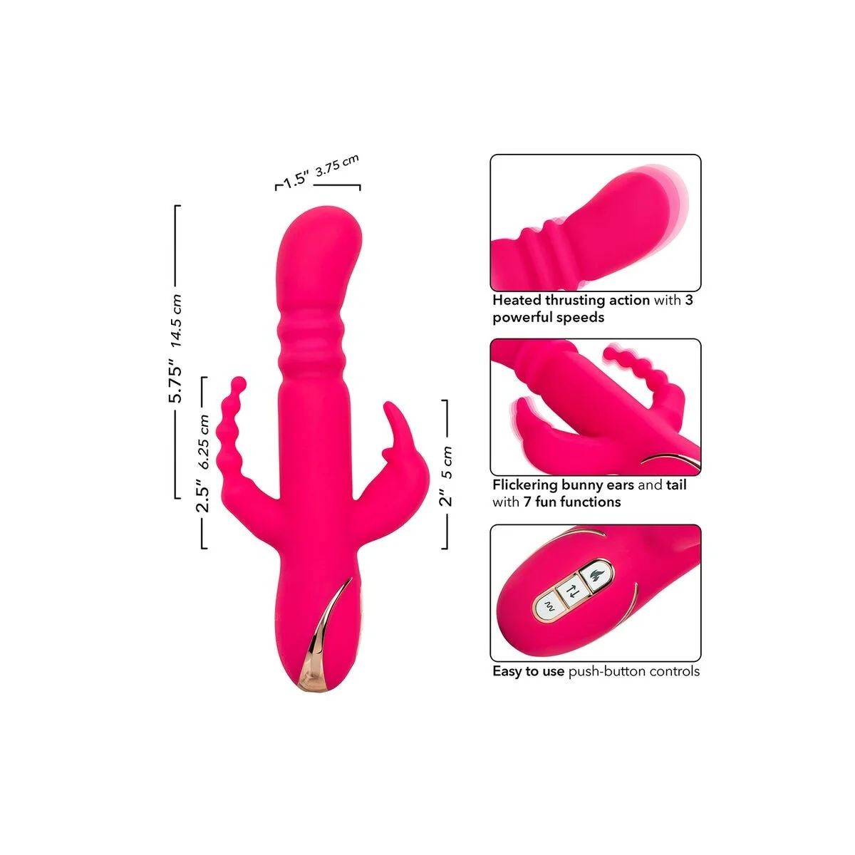 Jack Fantasy Dreifach Beheizter Vibrator Rabbit Rosa von Calexotics kaufen | Fesselliebe